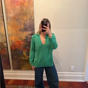 LESET Vibrant Green V-Neck Sweater